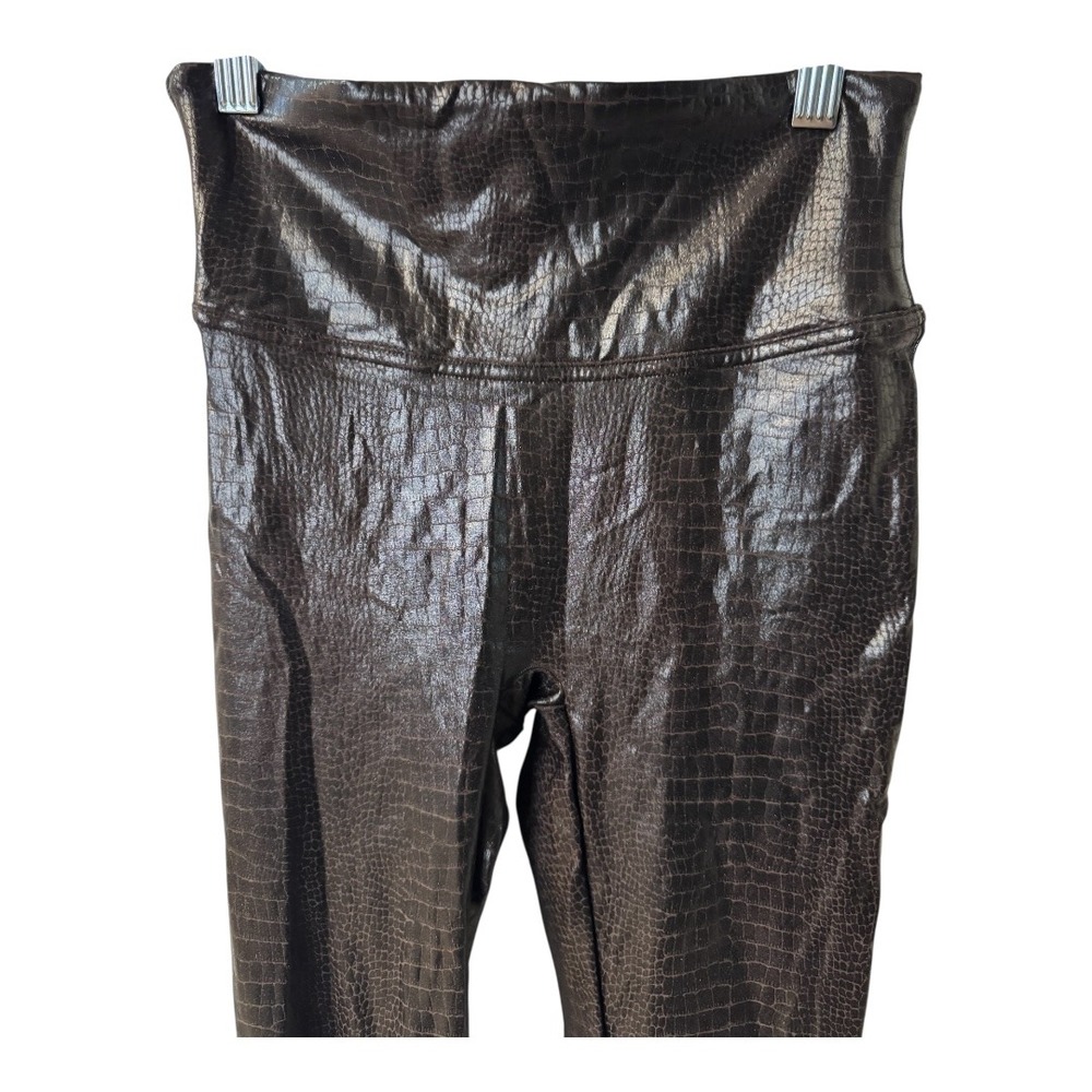 SPANX Faux Leather Croc Shine Leggings Womens Small High Waisted Tummy Control - Picture 6 of 8